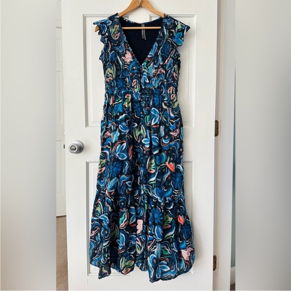 Anthropologie Blue Multicolor Midi Dress - Picture 12 of 16